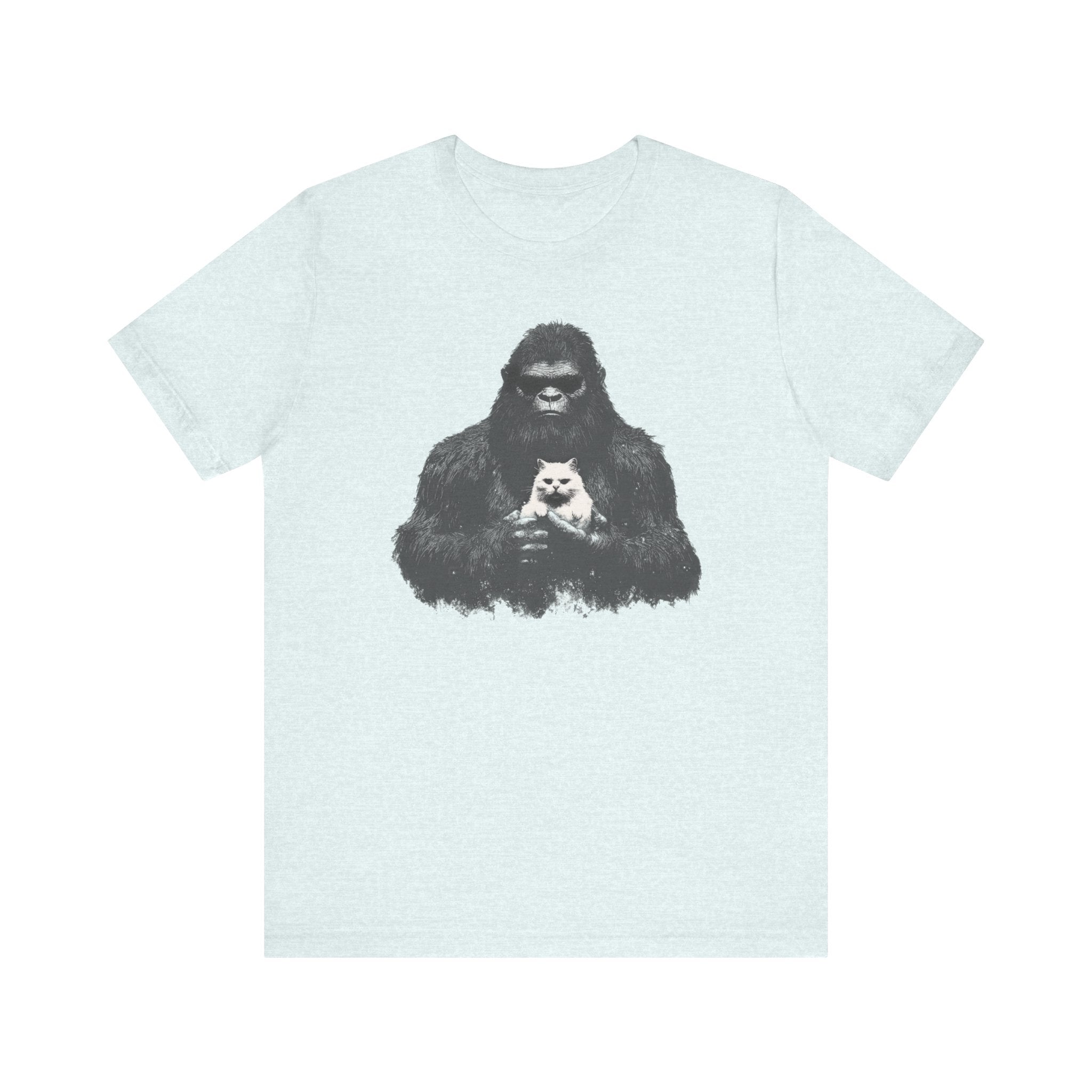 Bigfoot with Cat T-Shirt Funny Parody Design