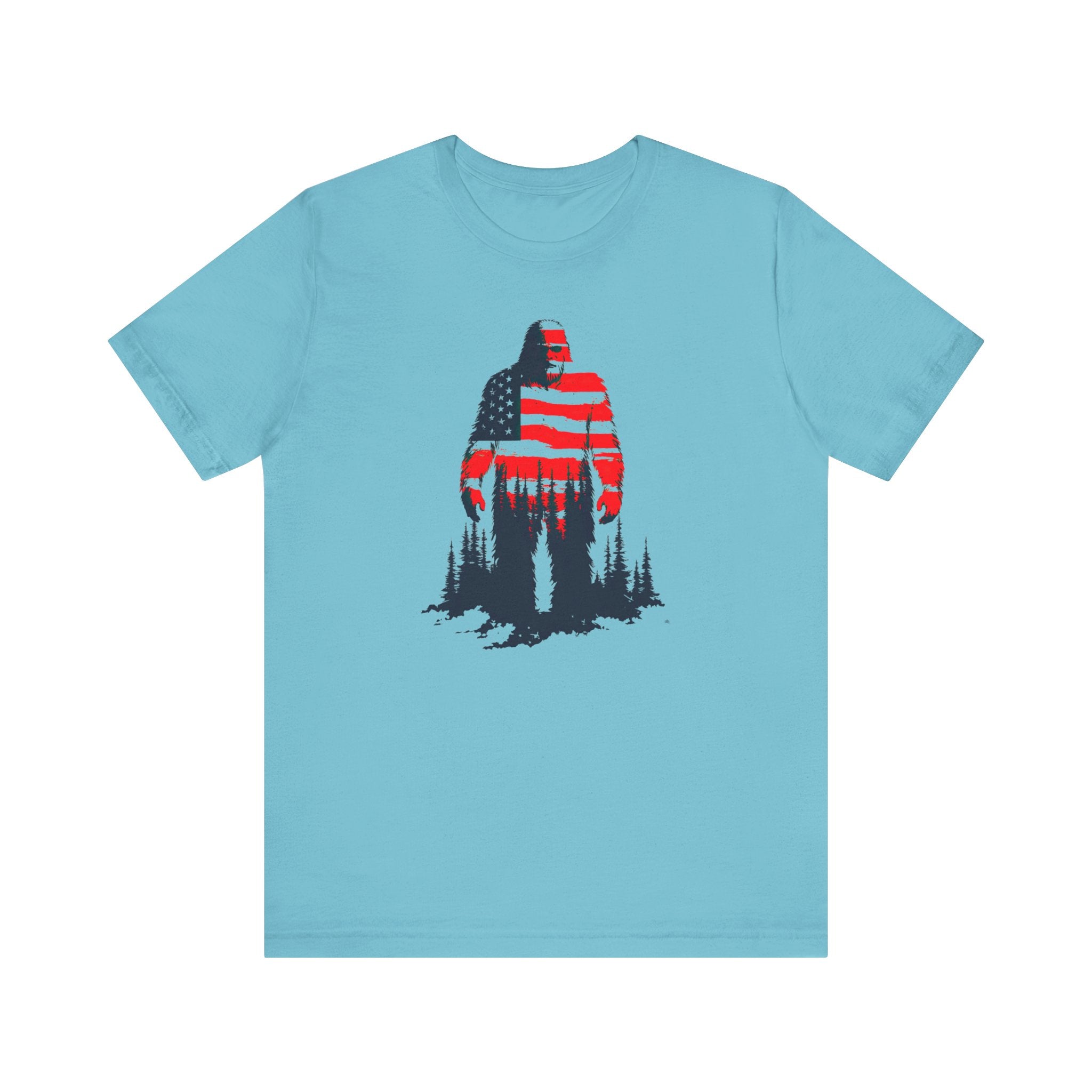 Patriotic Bigfoot T-Shirt American Flag Design