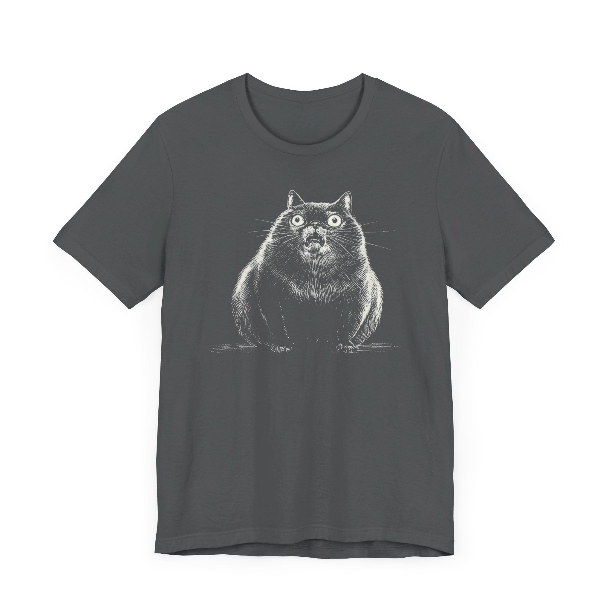 Surprised Chubby Cat T-Shirt Funny and Quirky Design