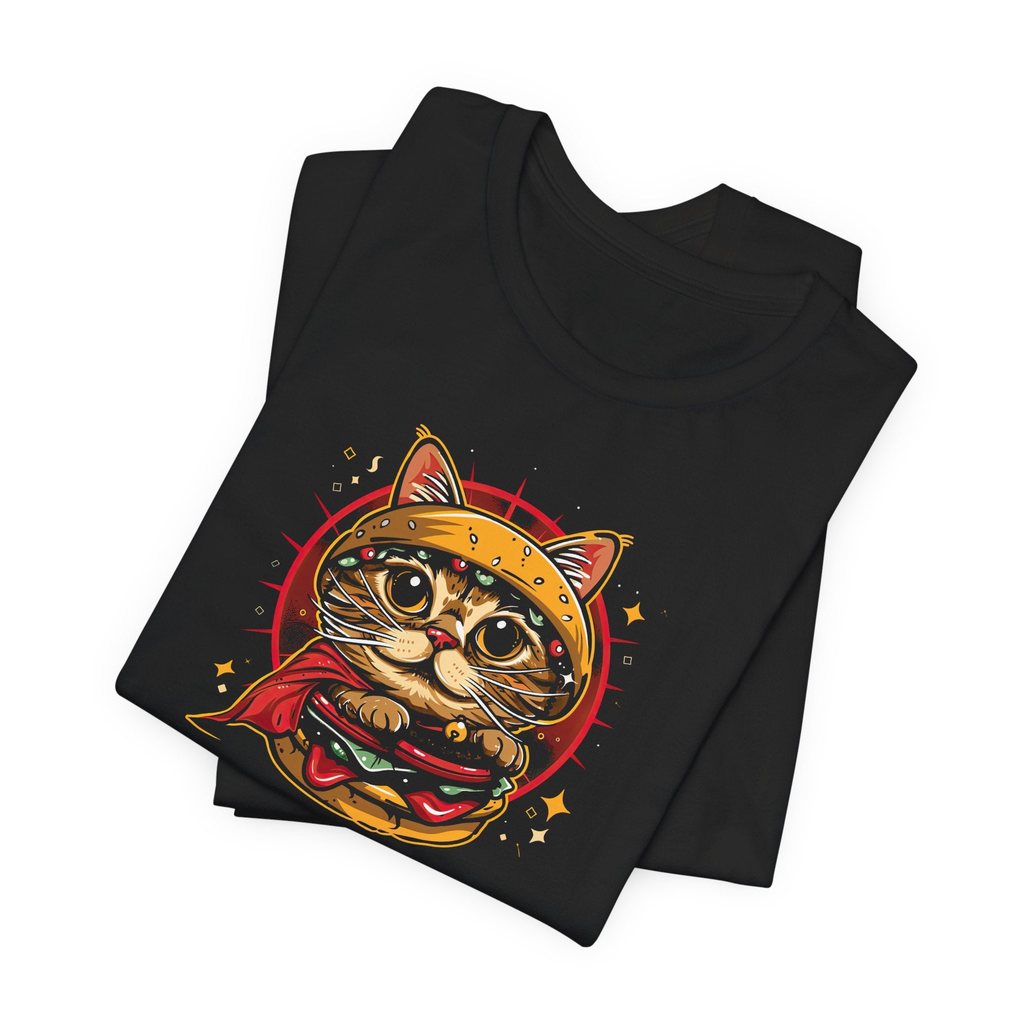 Hampurrger Cat T-Shirt - Cute Cat in a Burger Design
