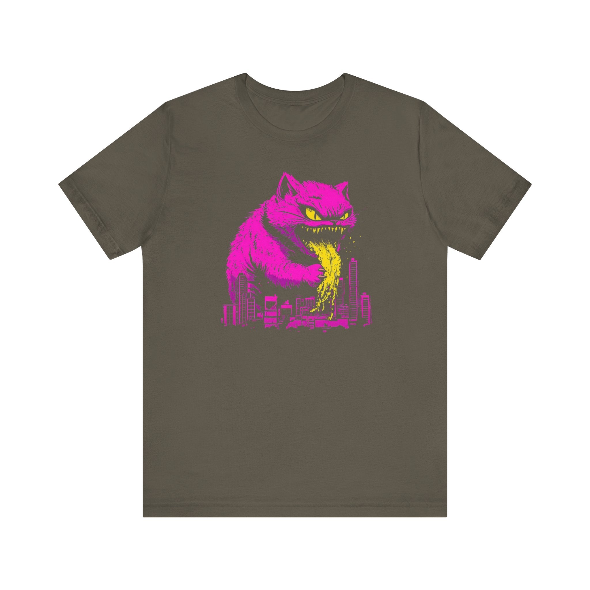 Catzilla Neon Fury T-Shirt Pink Monster Cat Design