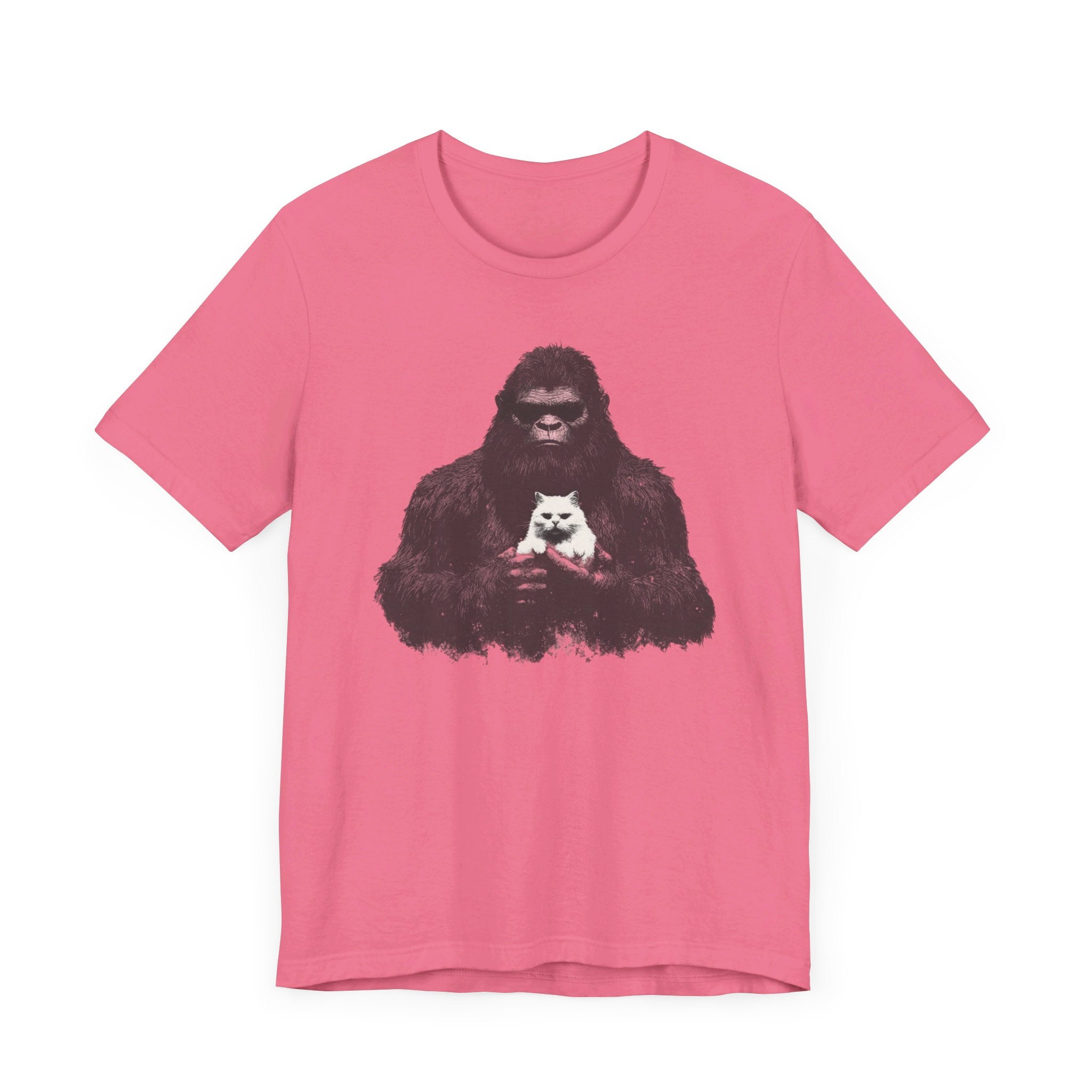 Bigfoot with Cat T-Shirt Funny Parody Design