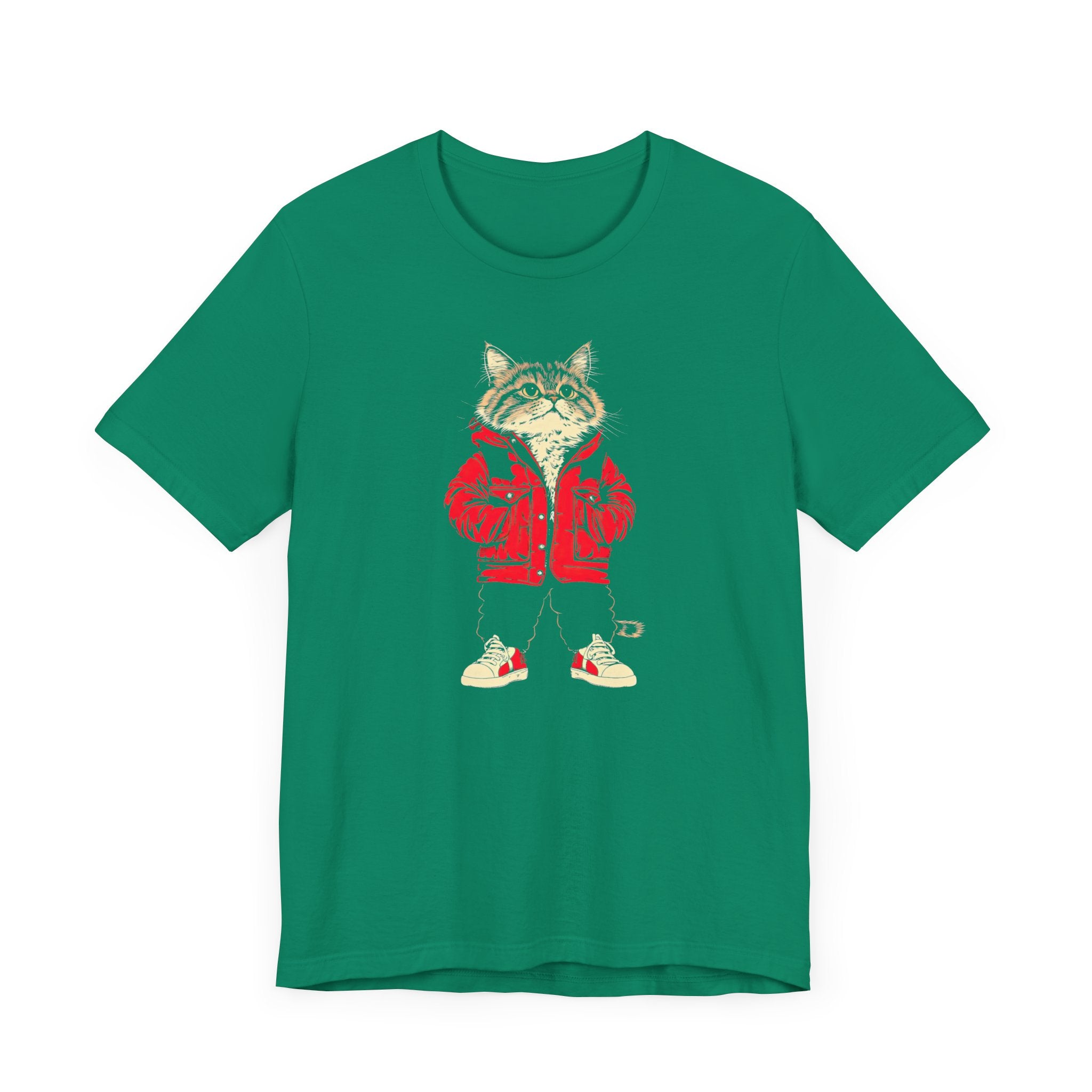 Cool Cat in Red Jacket Graphic Tee