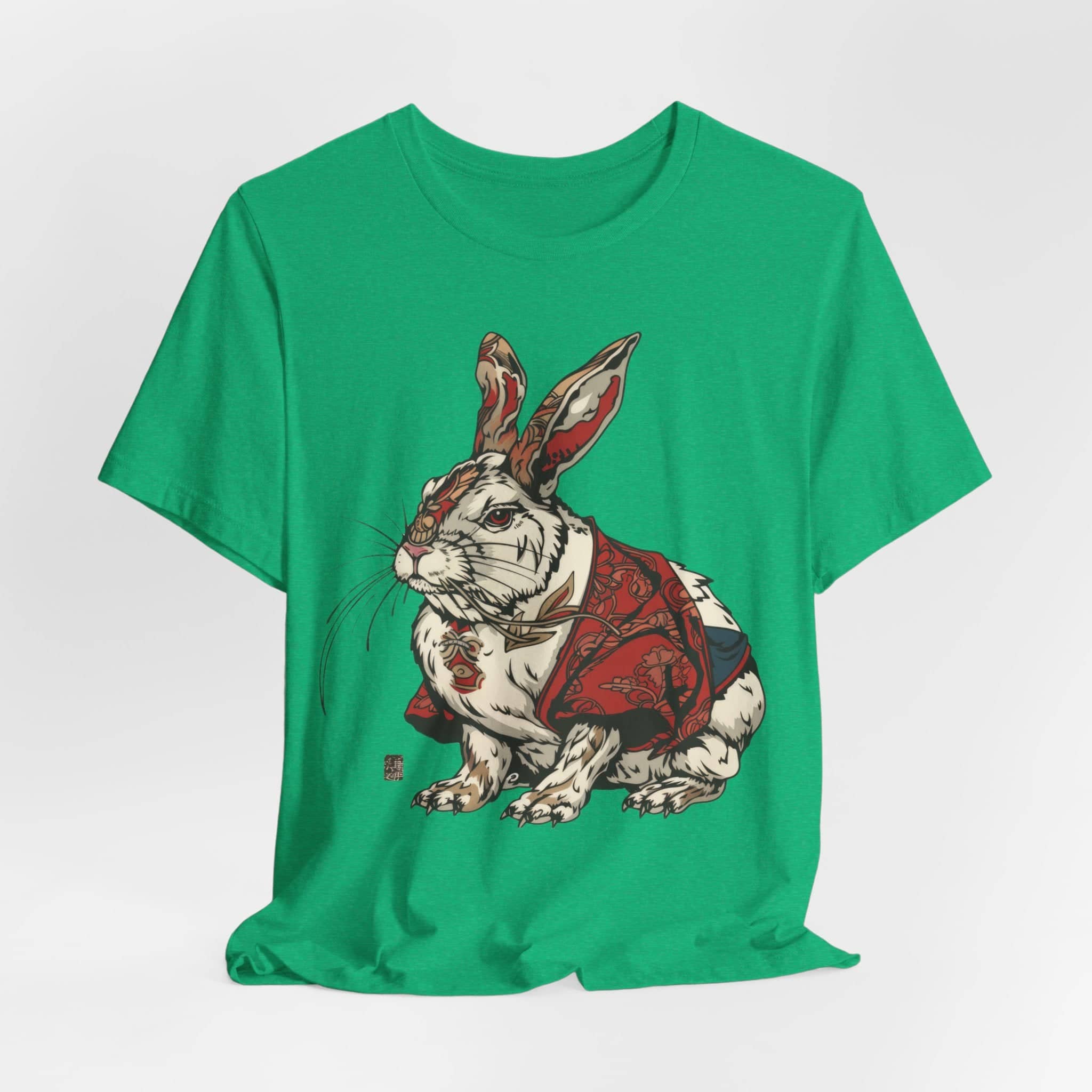 Intricate Samurai Rabbit T-Shirt, Japanese Warrior Bunny Design, Artistic Animal Graphic Tee, Traditional Japan Inspired Rabbit Art Tee