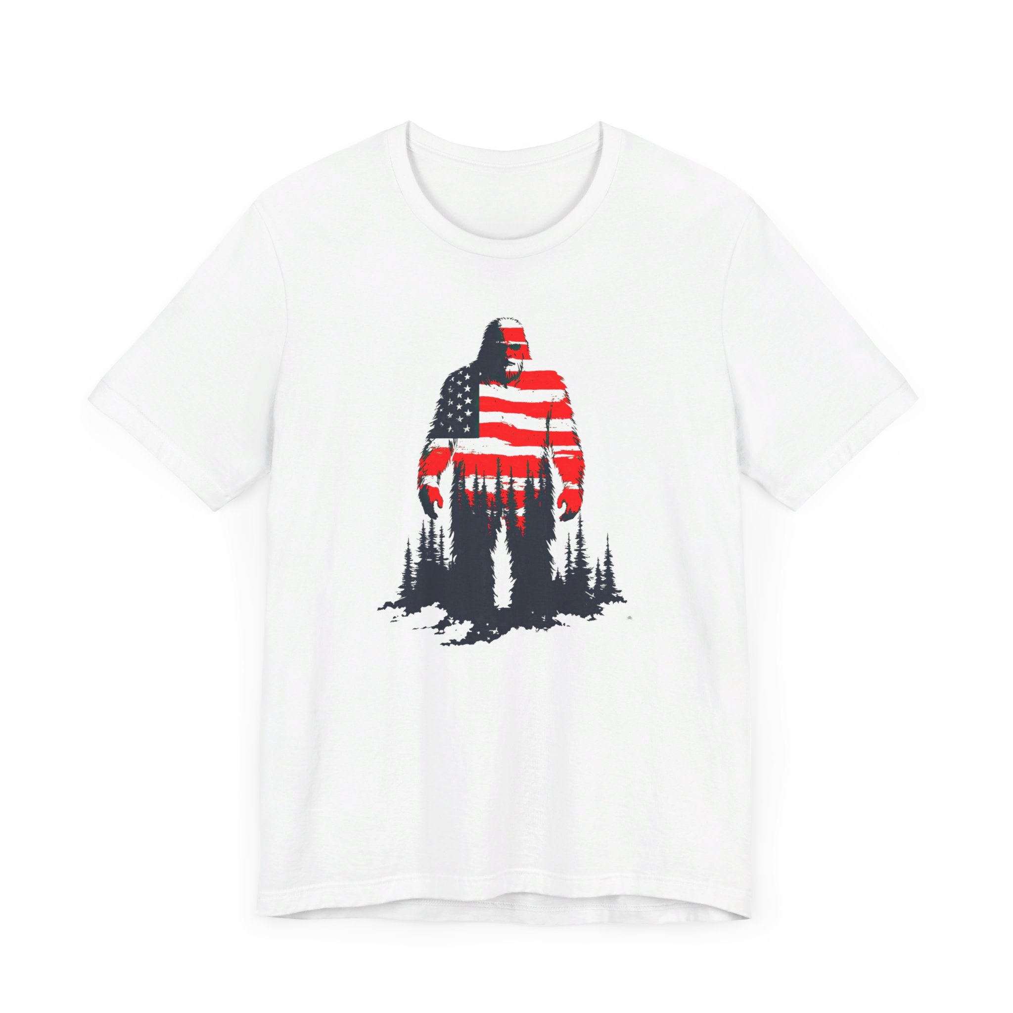 Patriotic Bigfoot T-Shirt American Flag Design