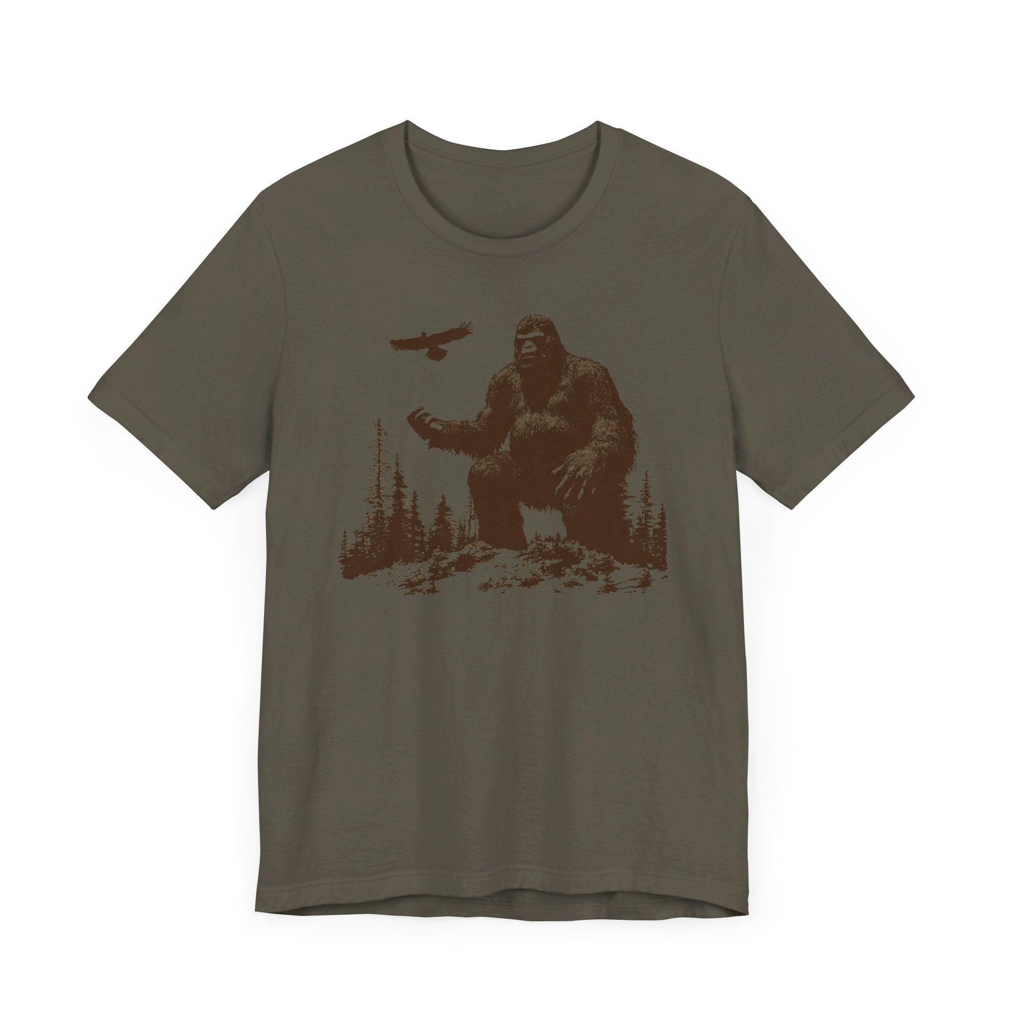 Bigfoot and Eagle T-Shirt Majestic Wilderness Design