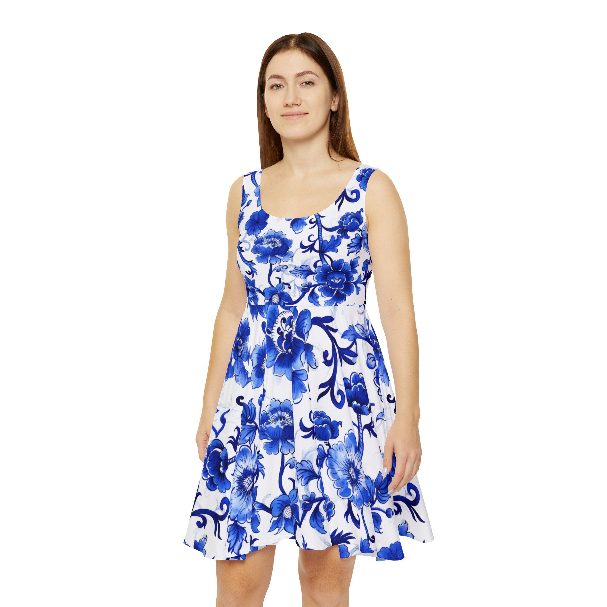Blue Blossom Flair Summer Women's Skater Dress (AOP)