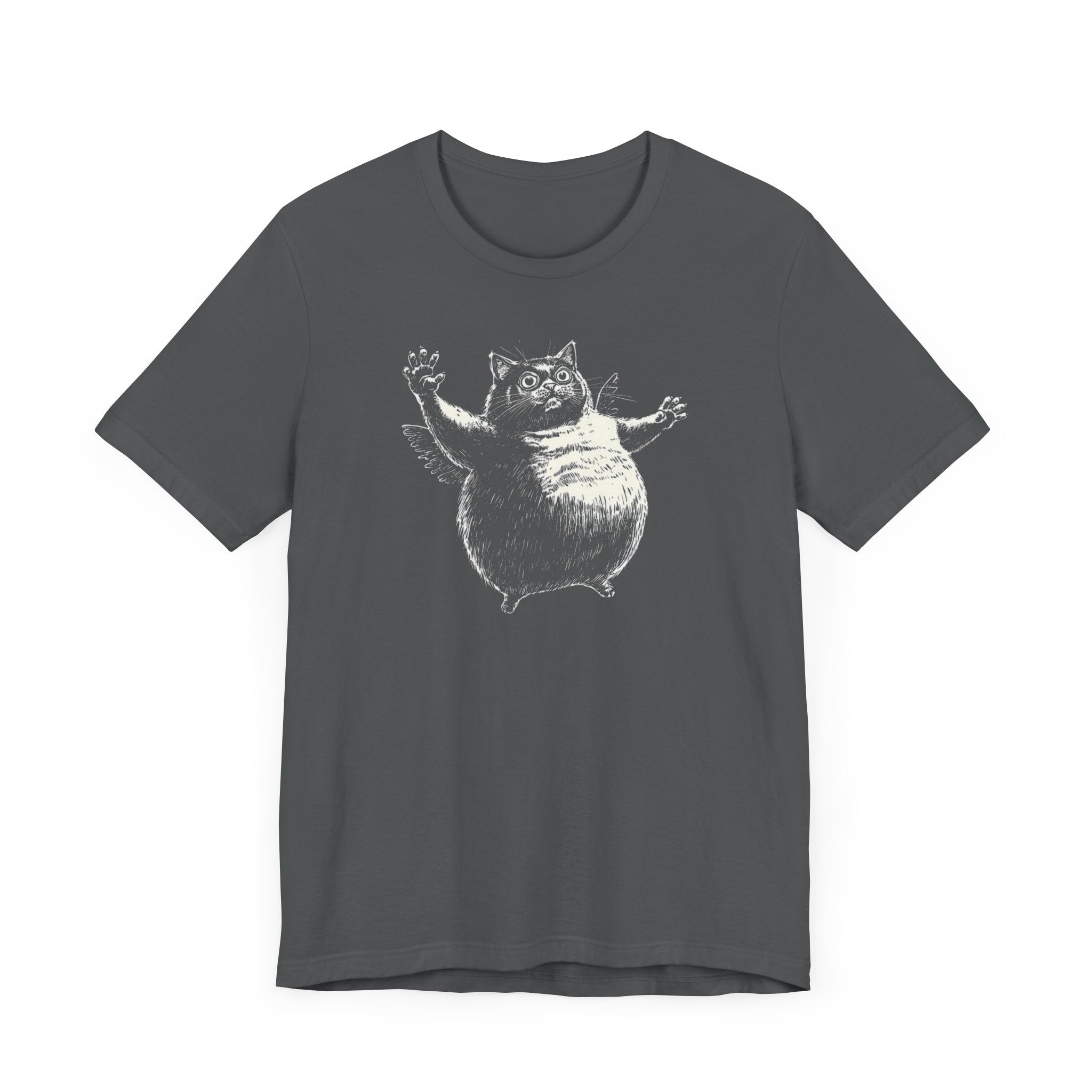 Chubby Flying Cat Graphic T-Shirt