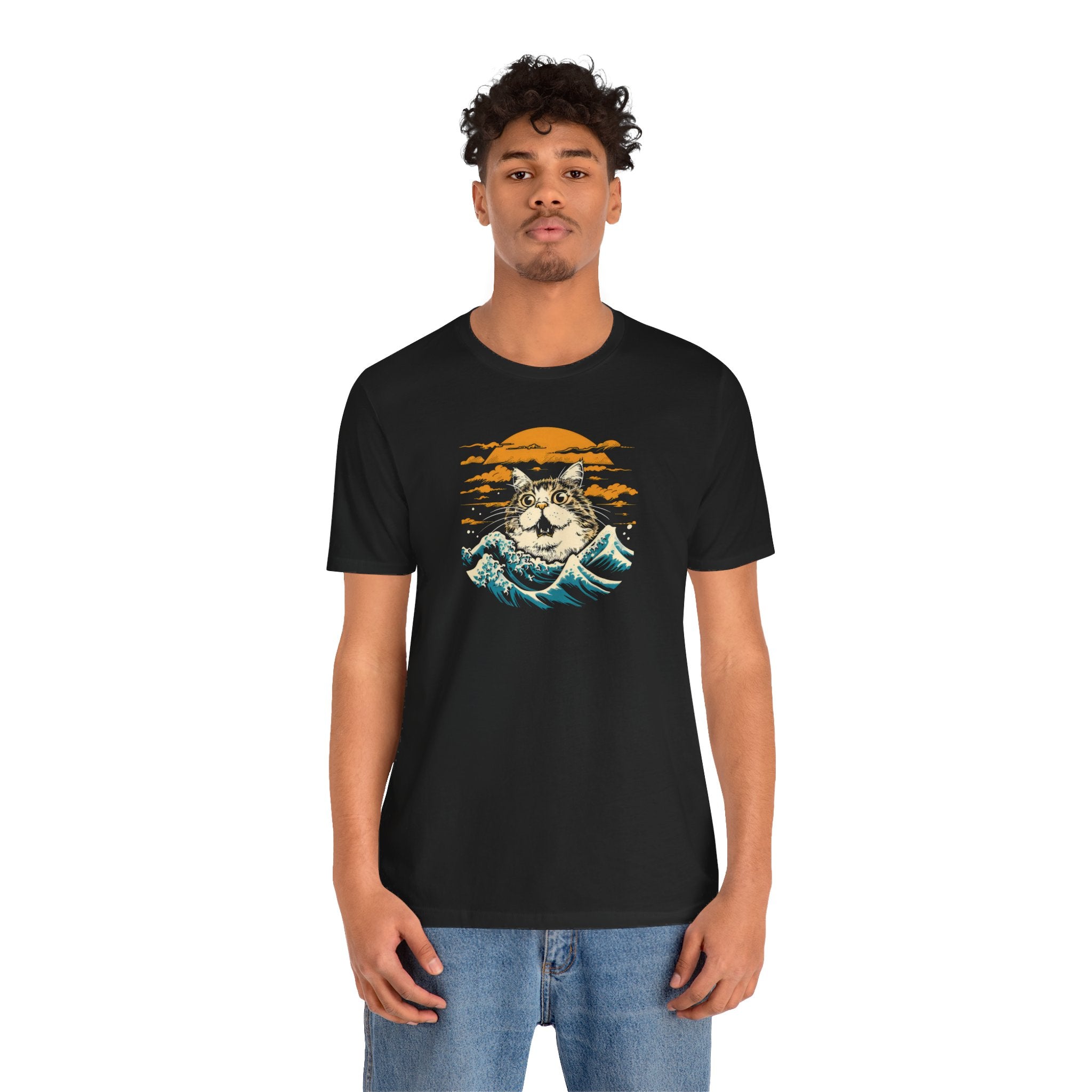 Cat in Sunset Waves T-Shirt