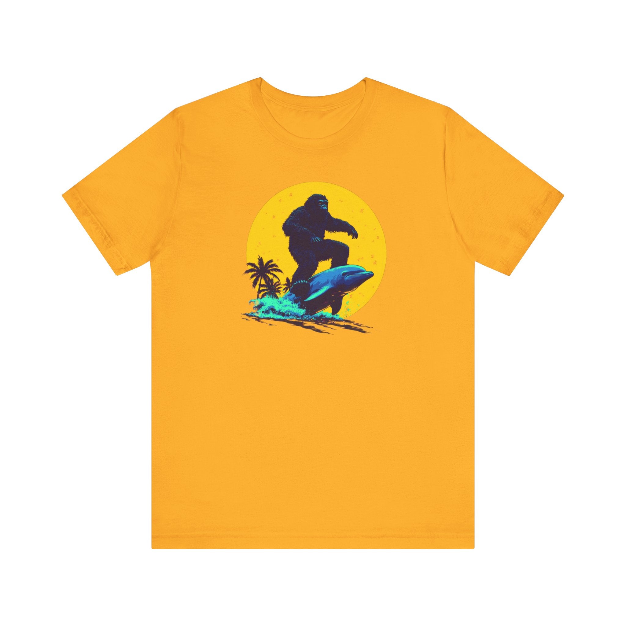 Bigfoot Riding Dolphin T-Shirt Fun and Quirky Design