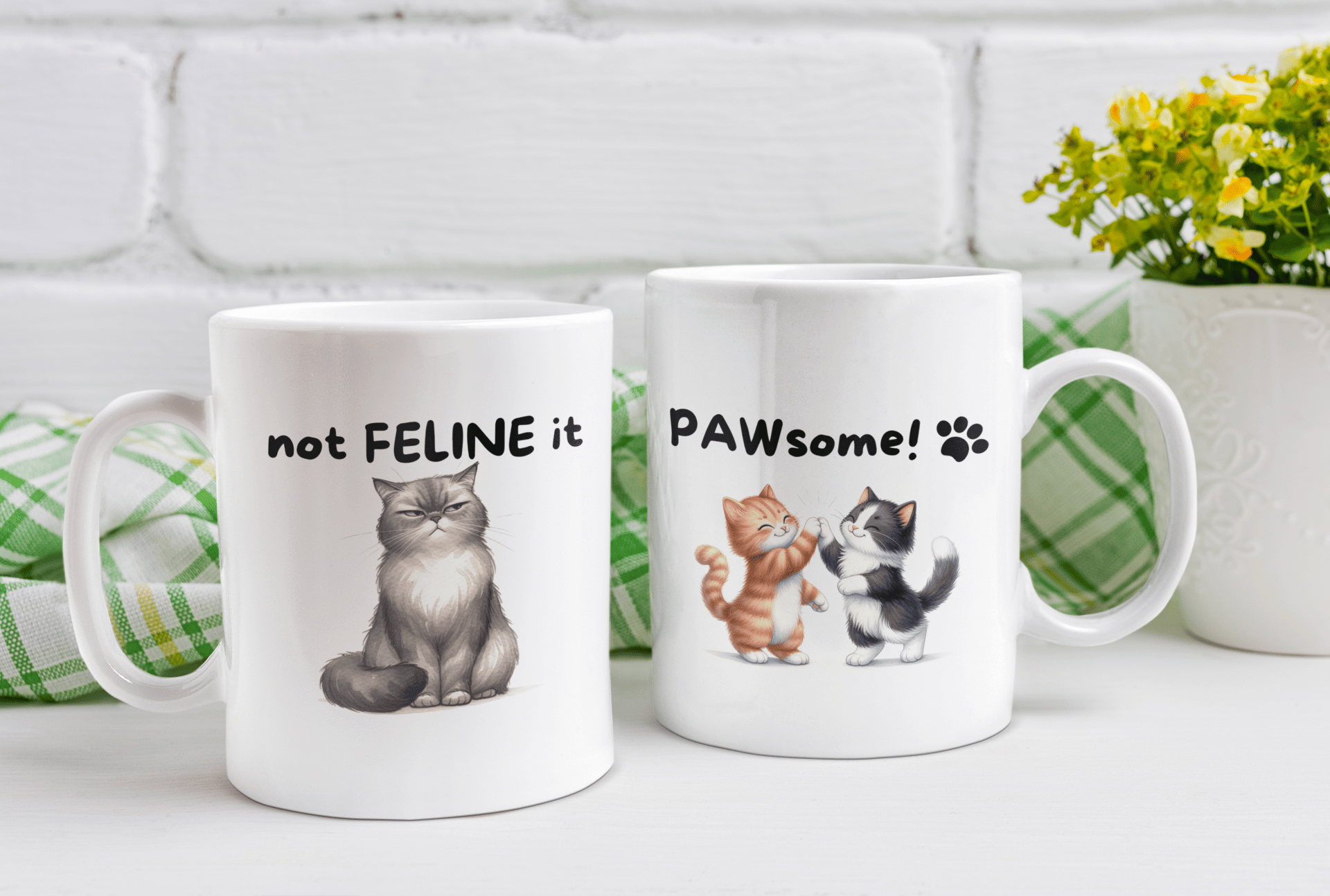 Dual Mood PAWsome/Not FELINE It 11oz White Mug