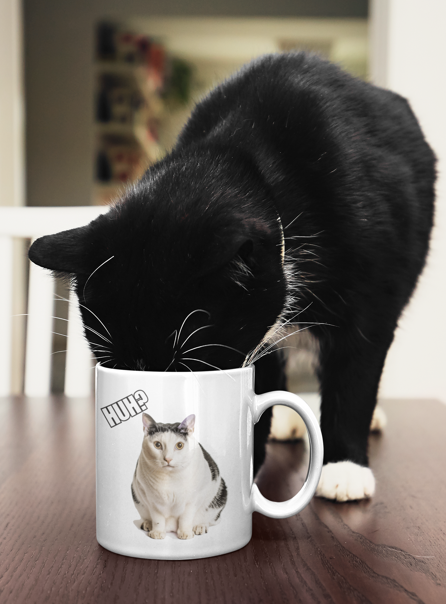 HUH Cat Meme 11oz White Mug