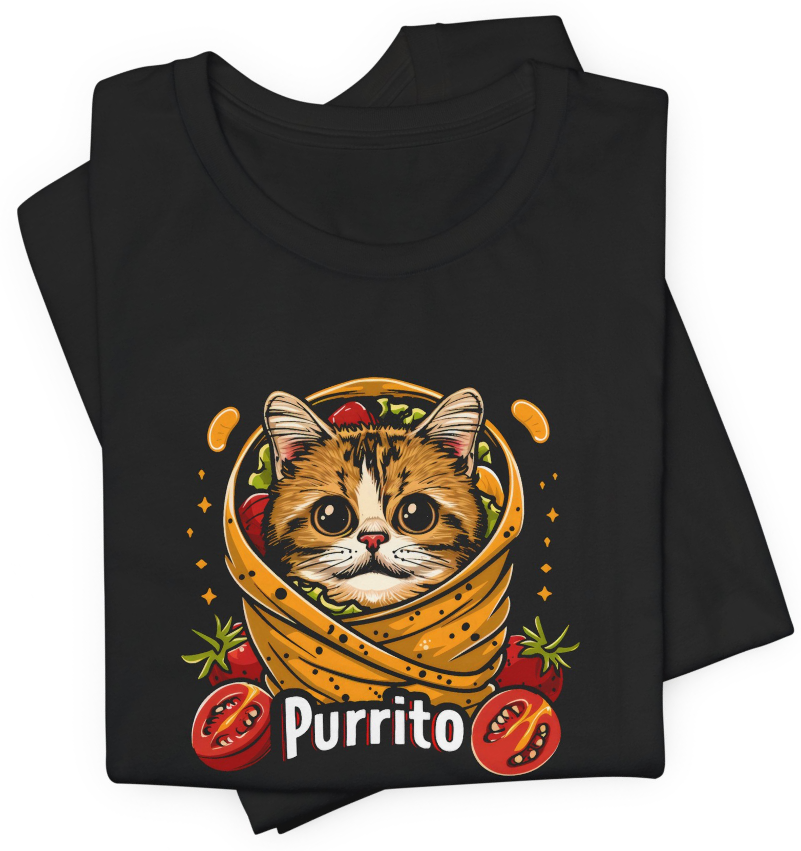 Purrito Cat T-Shirt - Cute Cat in a Burrito Design